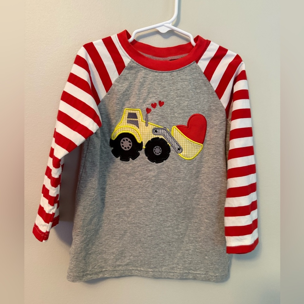 Smocked Polkadot Truck with Heart Long Sleeve Shirt